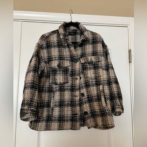 Zara Black and Cream Utility Jacket, size Largr